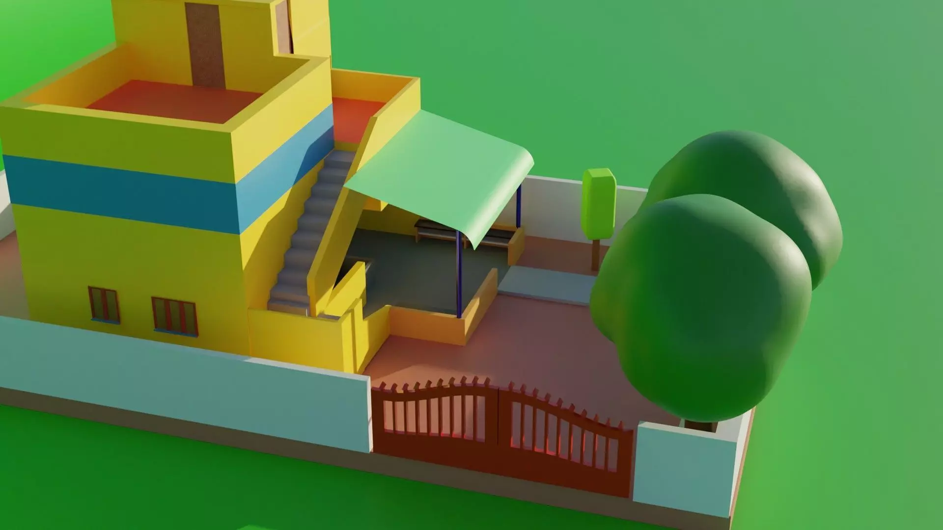 Lowpoly Indian style home 3D model_0