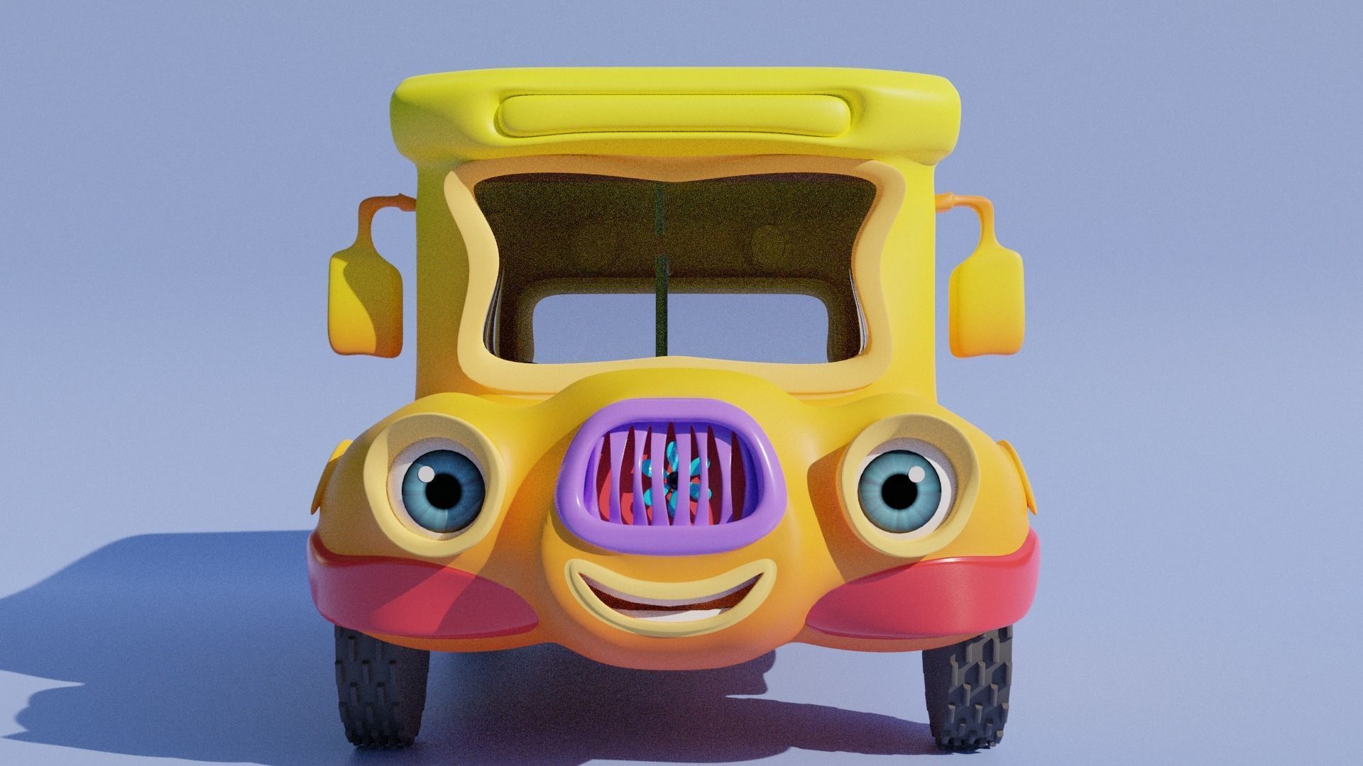 Cartoon  Bus 2 Low-poly 3D model_2