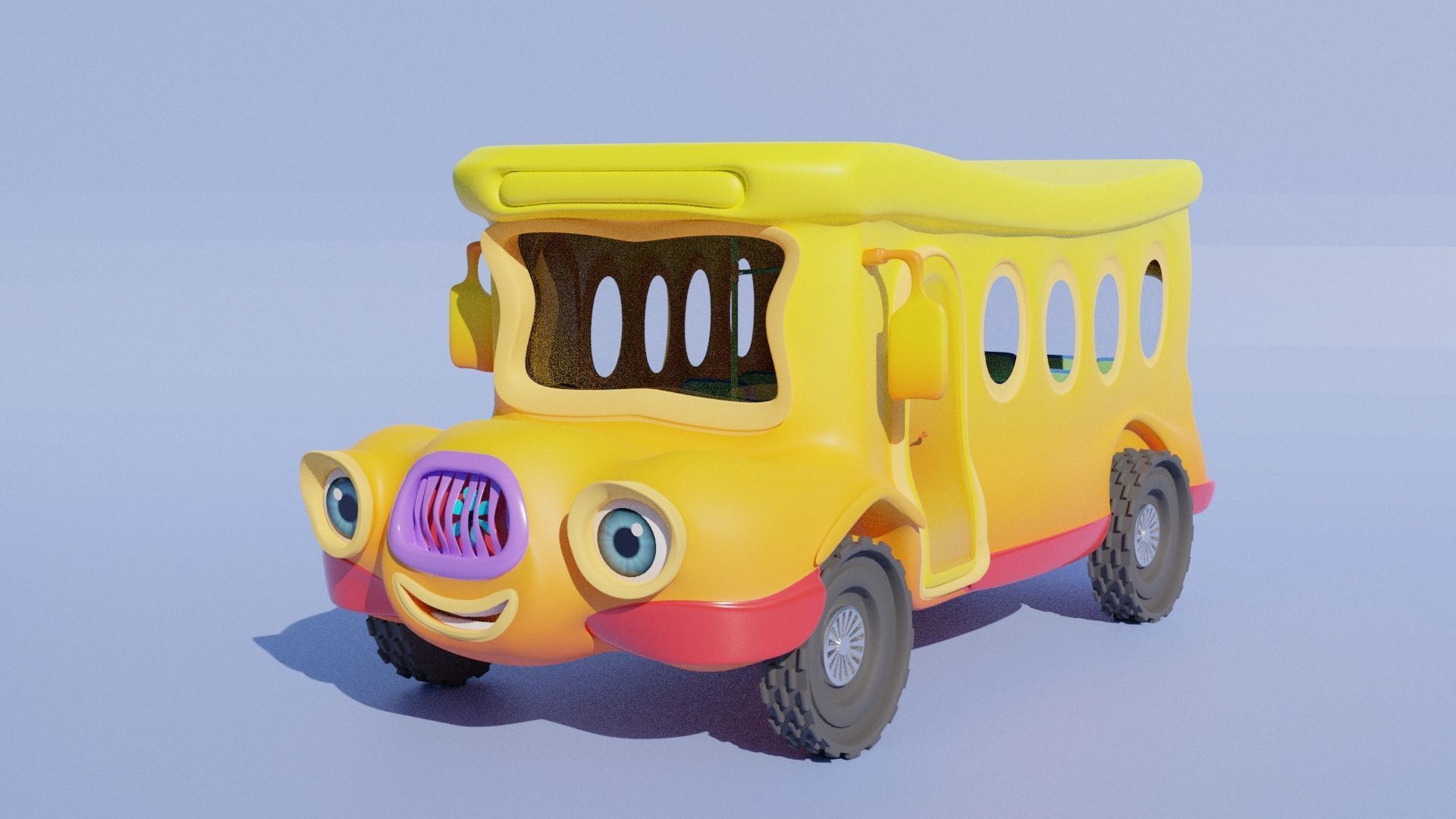 Cartoon  Bus 2 Low-poly 3D model_1