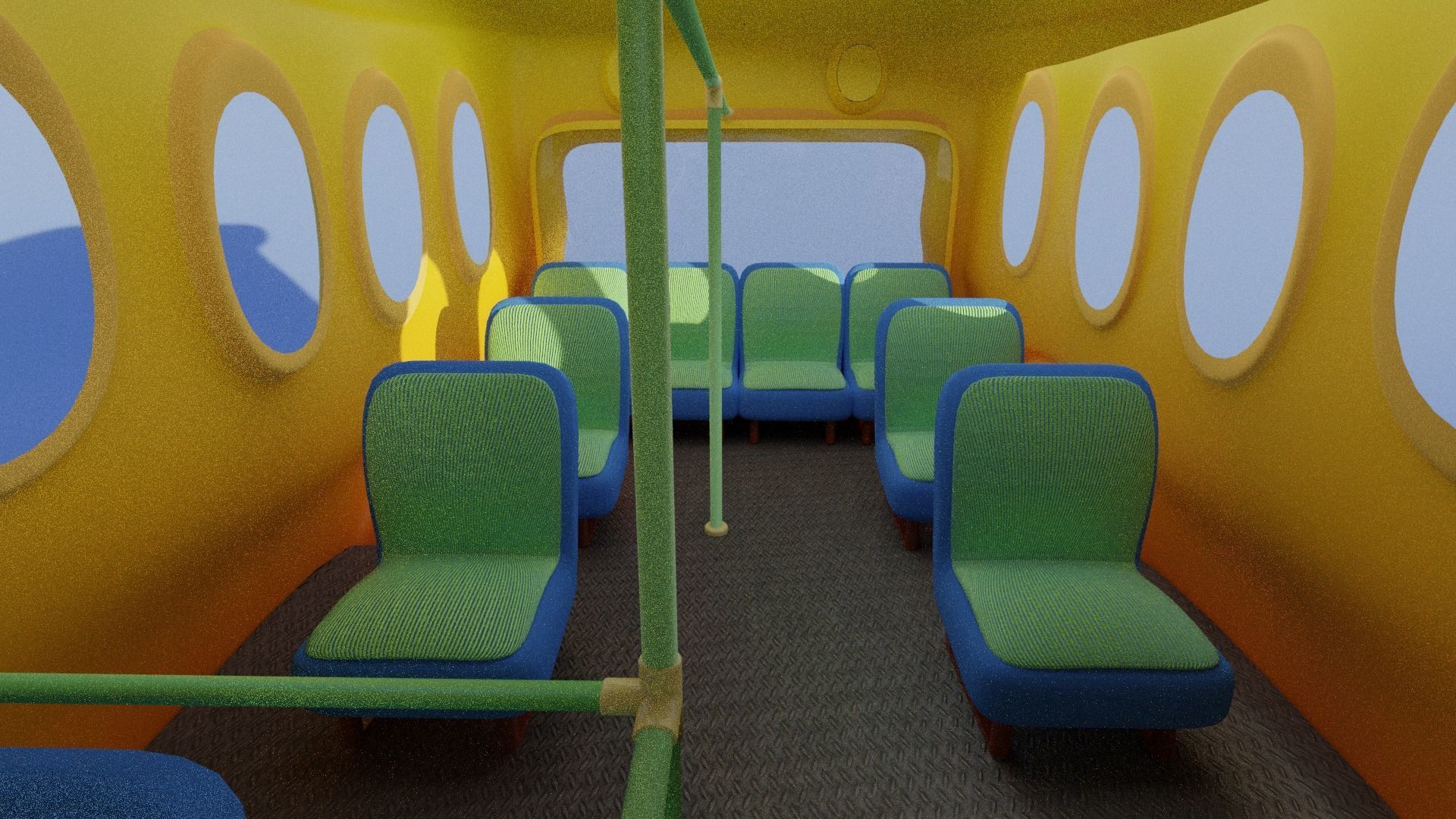 Cartoon  Bus 2 Low-poly 3D model_8