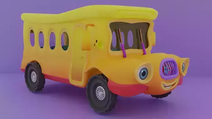 Cartoon  Bus 2 Low-poly 3D model