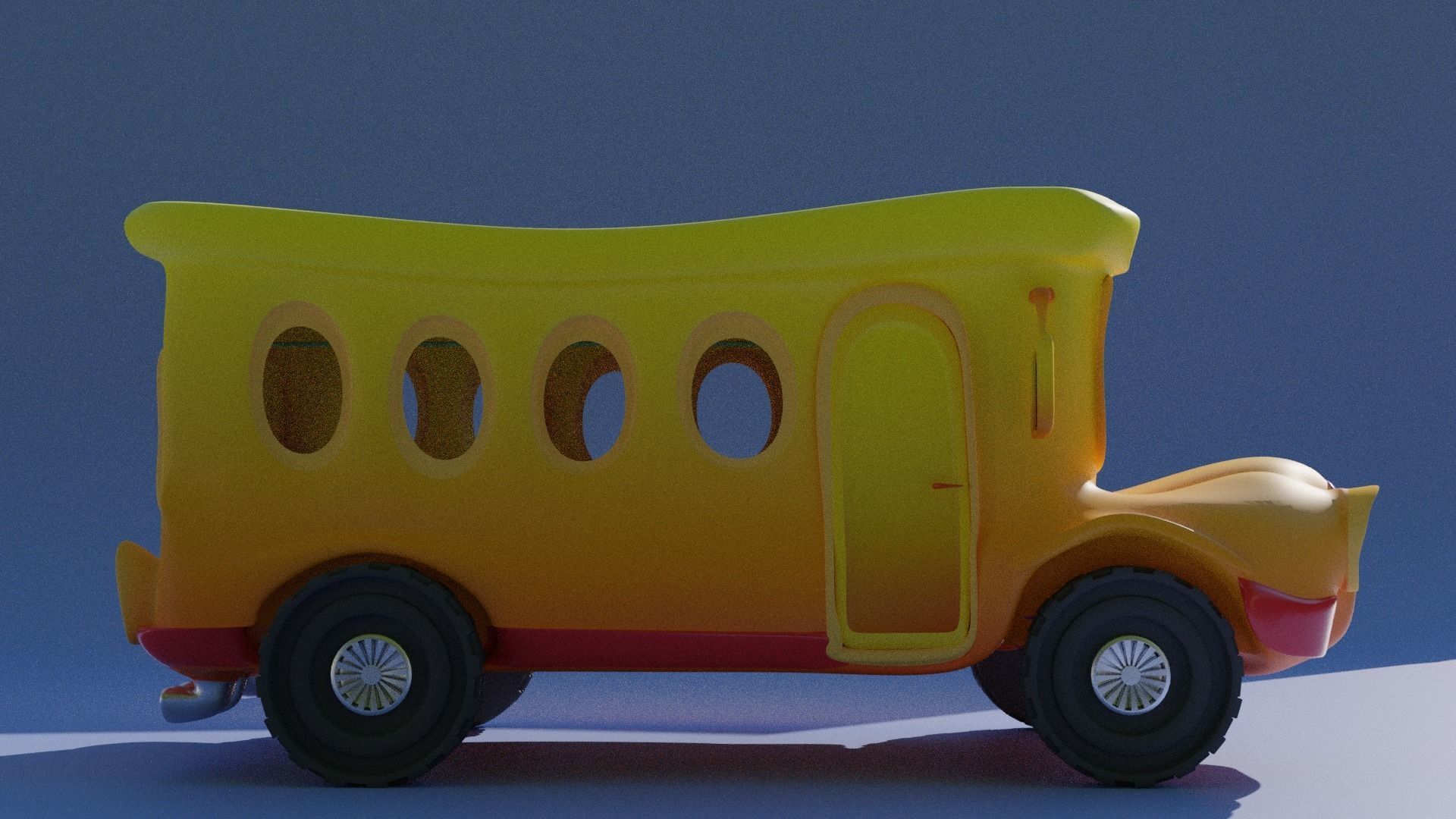 Cartoon  Bus 2 Low-poly 3D model_5