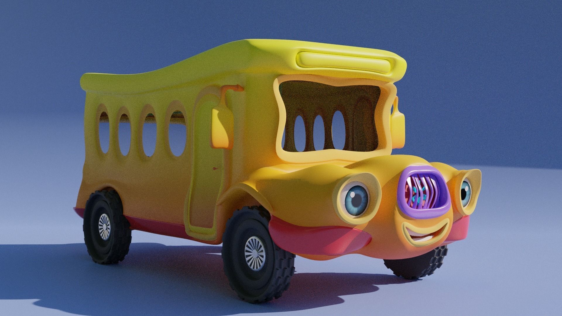Cartoon  Bus 2 Low-poly 3D model_6