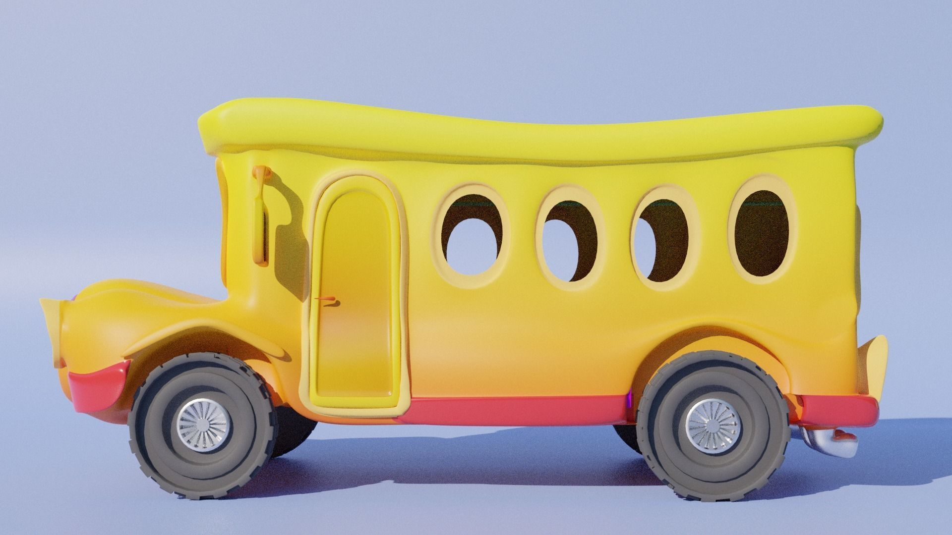 Cartoon  Bus 2 Low-poly 3D model_3