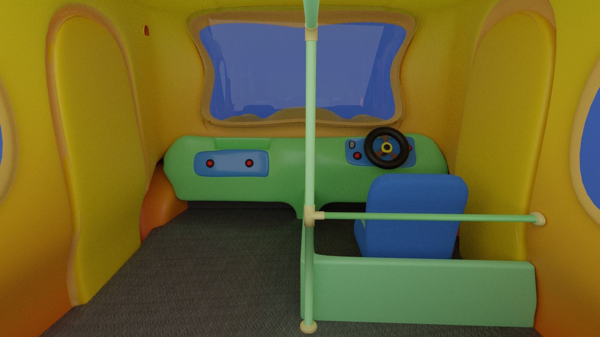 Cartoon  Bus 2 Low-poly 3D model_9