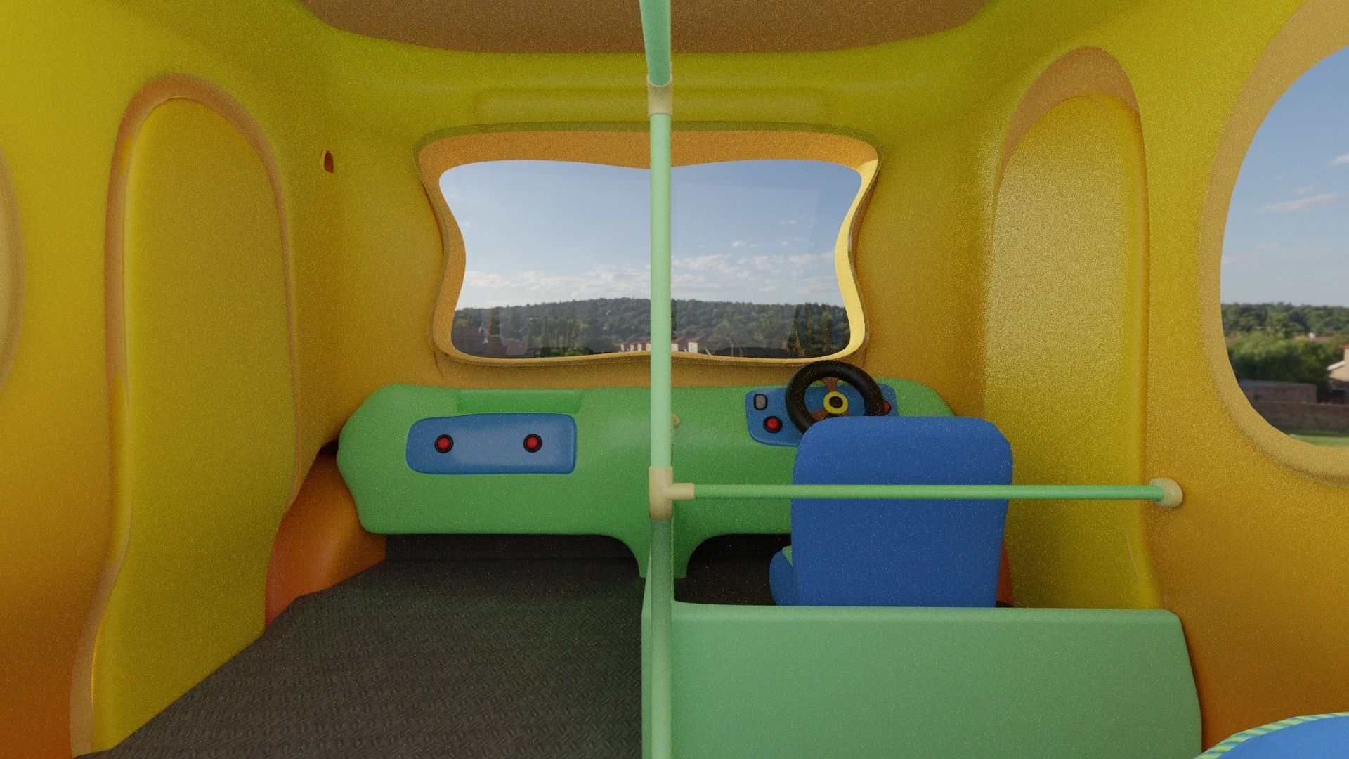 Cartoon  Bus 2 Low-poly 3D model_10