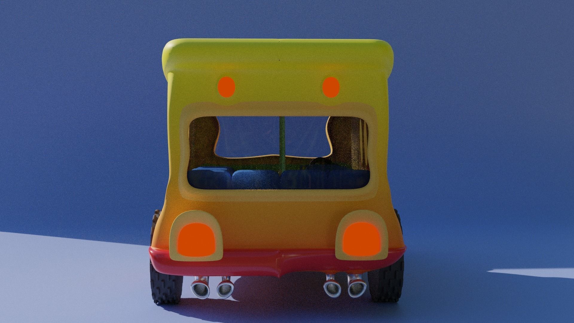 Cartoon  Bus 2 Low-poly 3D model_4