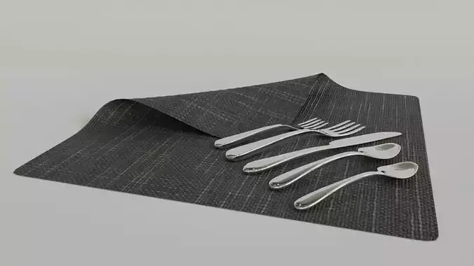 Flatware on fabric 3D model