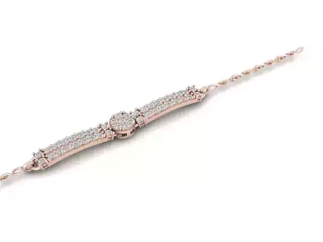 Womens Elegant Diamond Gold Bracelet 3D Model   1342