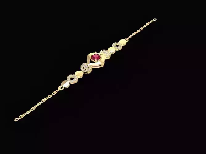 Elegant Gold Bracelet with Round Gemstones for Women 1343