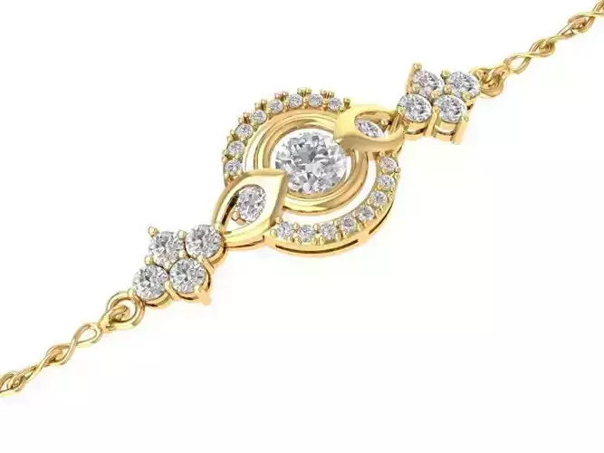 Luxury Diamond Bracelet with Round Centerpiece for Women 1346