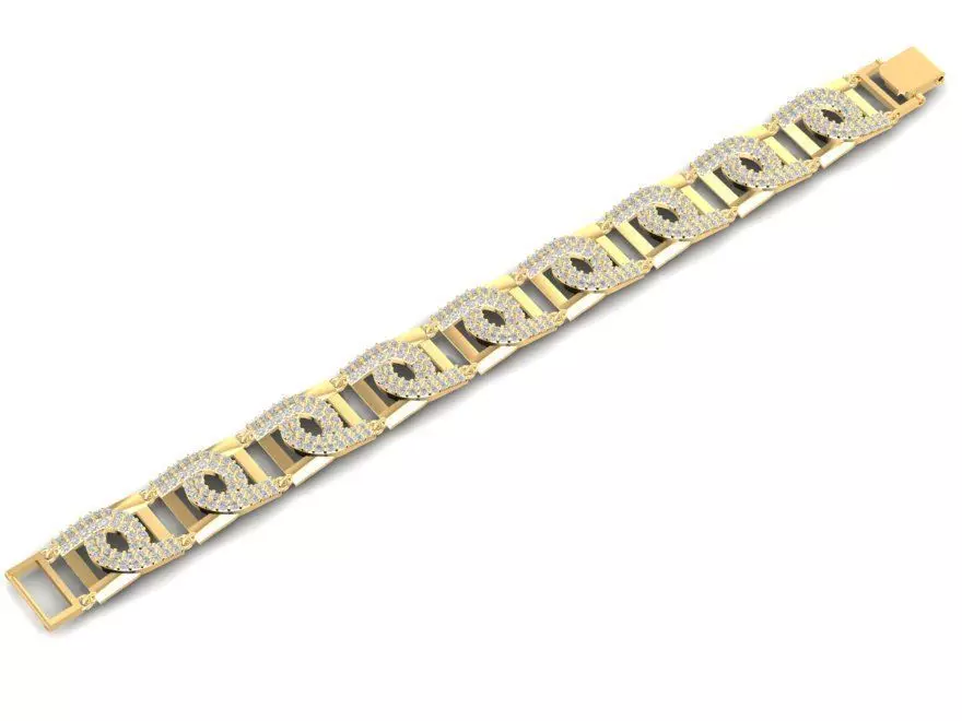 Luxury Gold Bracelet with Diamond Link Design 1348 3D print model_0