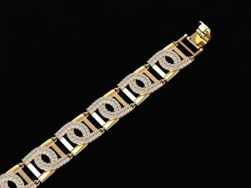 Luxury Gold Bracelet with Diamond Link Design 1348 3D print model_4