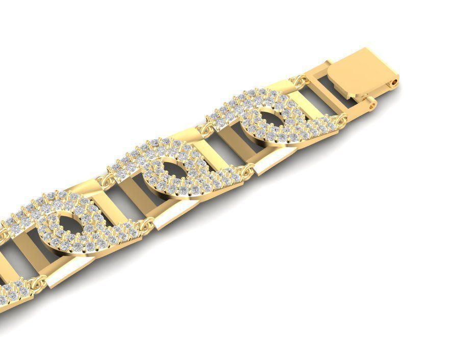 Luxury Gold Bracelet with Diamond Link Design 1348 3D print model_2