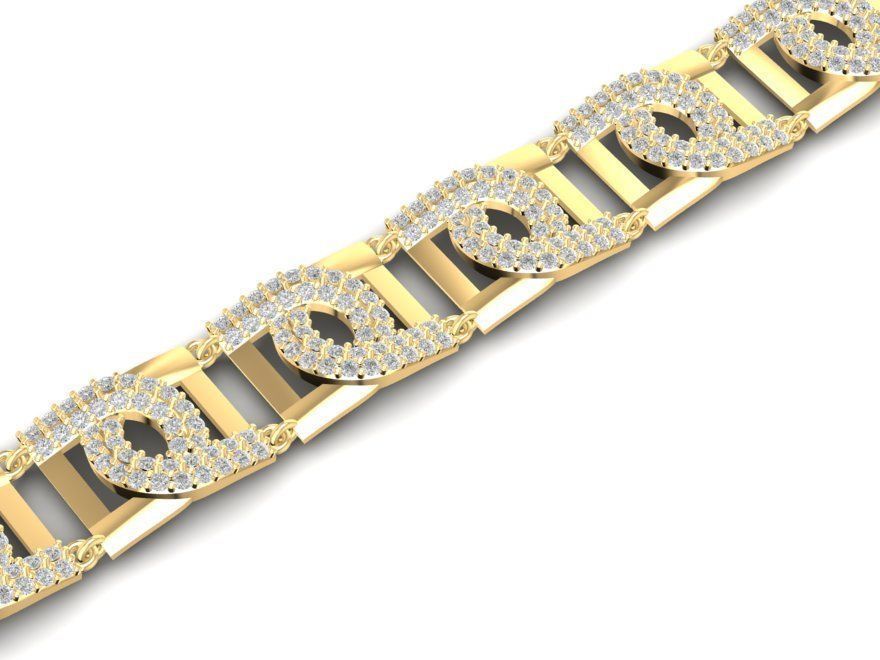 Luxury Gold Bracelet with Diamond Link Design 1348 3D print model_10