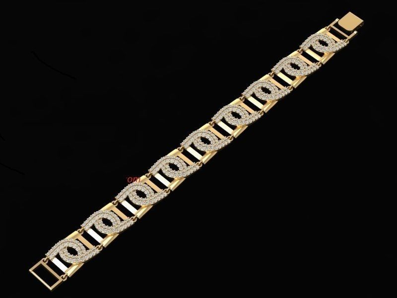 Luxury Gold Bracelet with Diamond Link Design 1348 3D print model_1