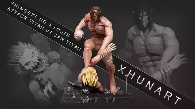 Attack Titan VS Jaw titan 3D print model