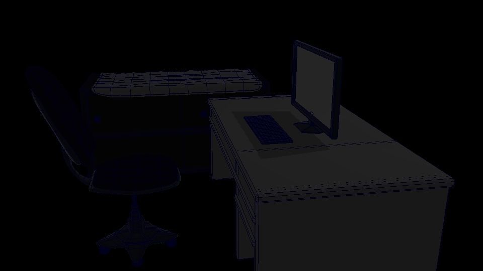 monitor computer desk and chair Free 3D model_3