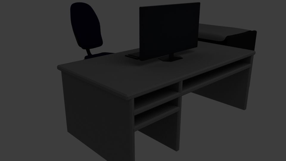 monitor computer desk and chair Free 3D model_4