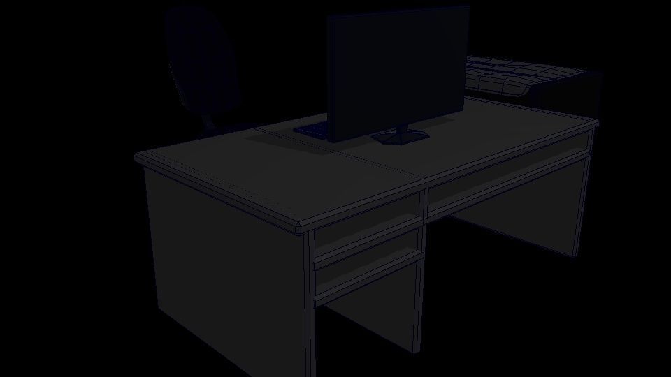 monitor computer desk and chair Free 3D model_5