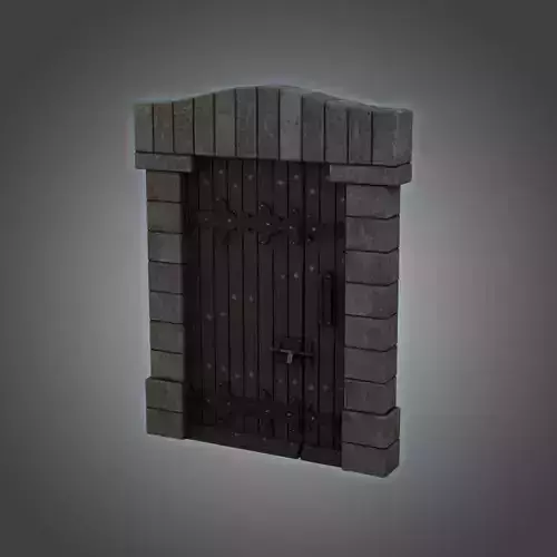 Medieval Door Double Bolt Latch Door 3D Model Low-poly 3D model