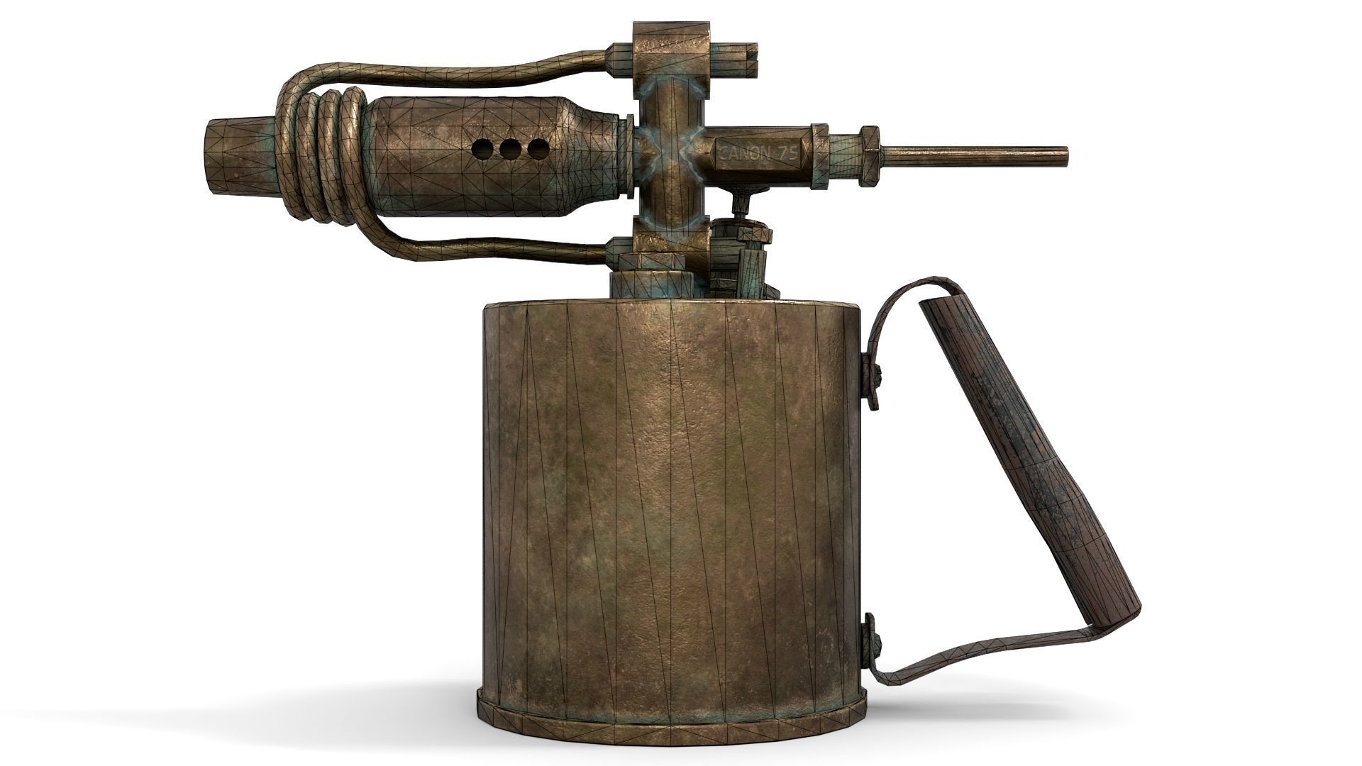 Blowtorch 1 gas lighter from late century Low-poly 3D model_16