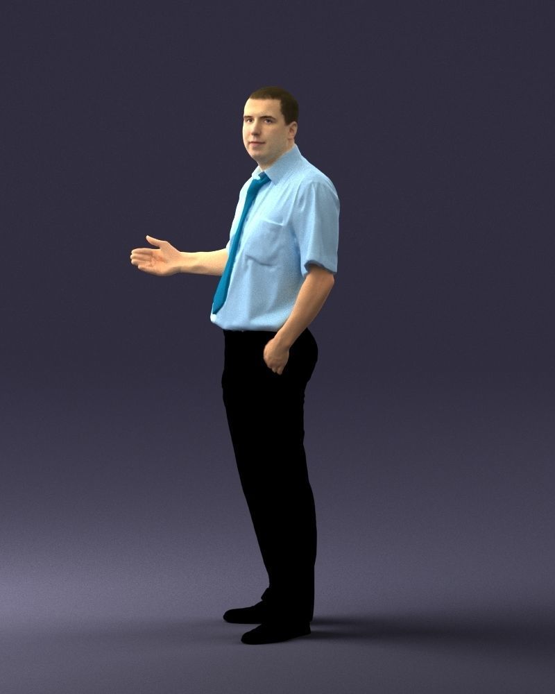 Male consultant in a blue shirt 0245 3D model_29
