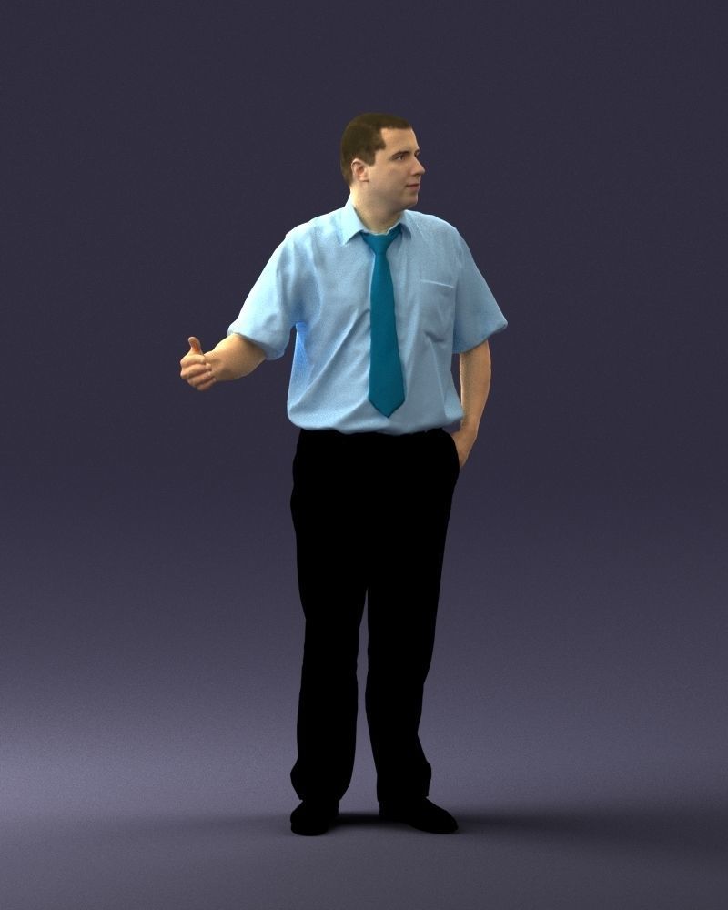Male consultant in a blue shirt 0245 3D model_9