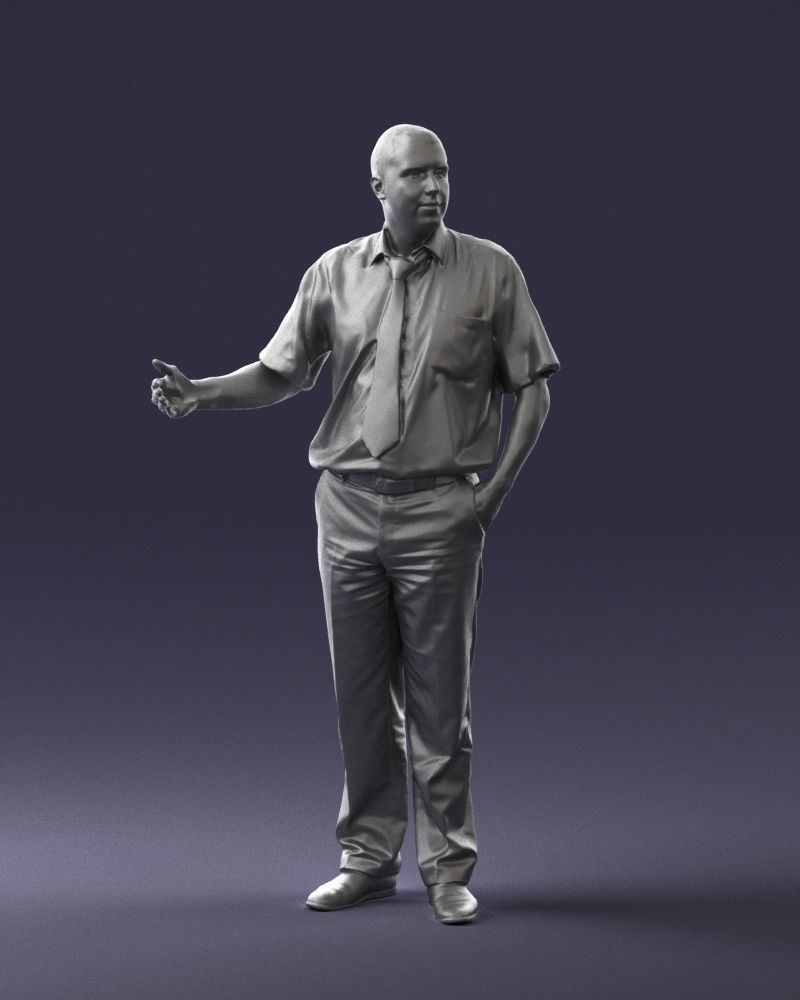 Male consultant in a blue shirt 0245 3D model_7