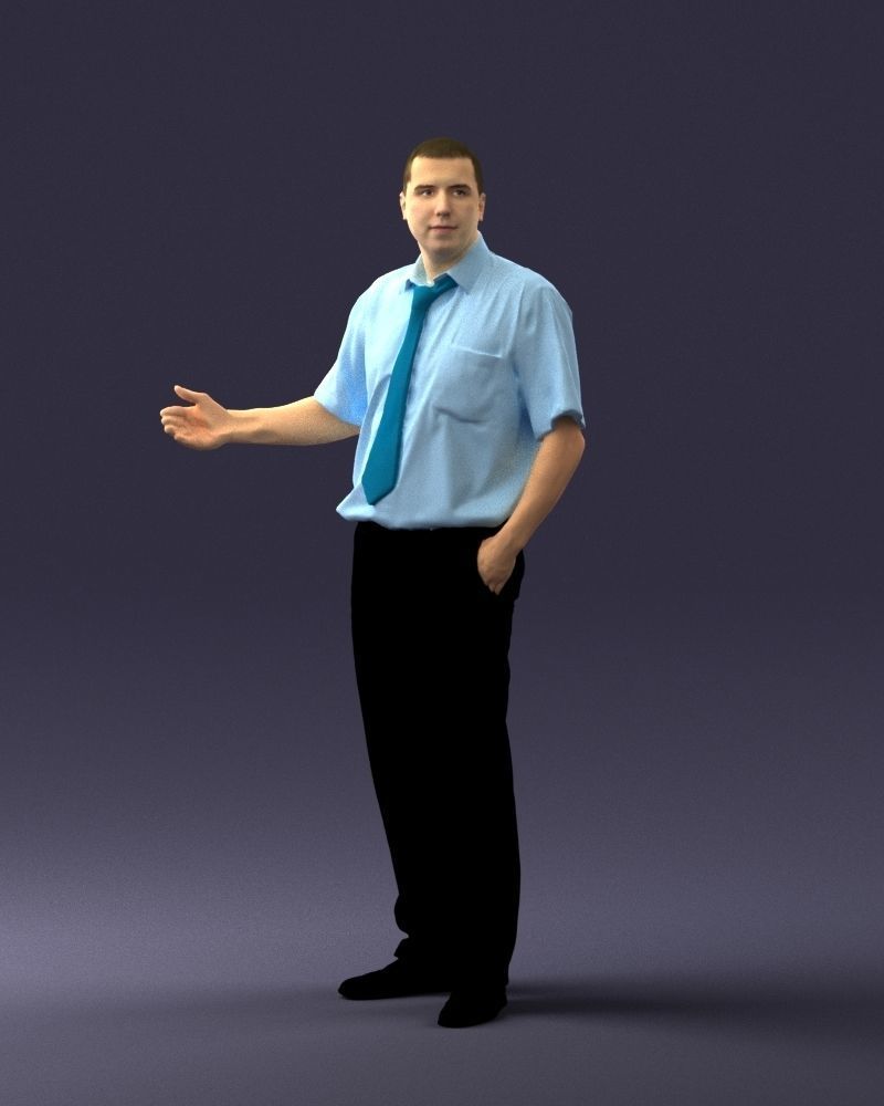 Male consultant in a blue shirt 0245 3D model_35