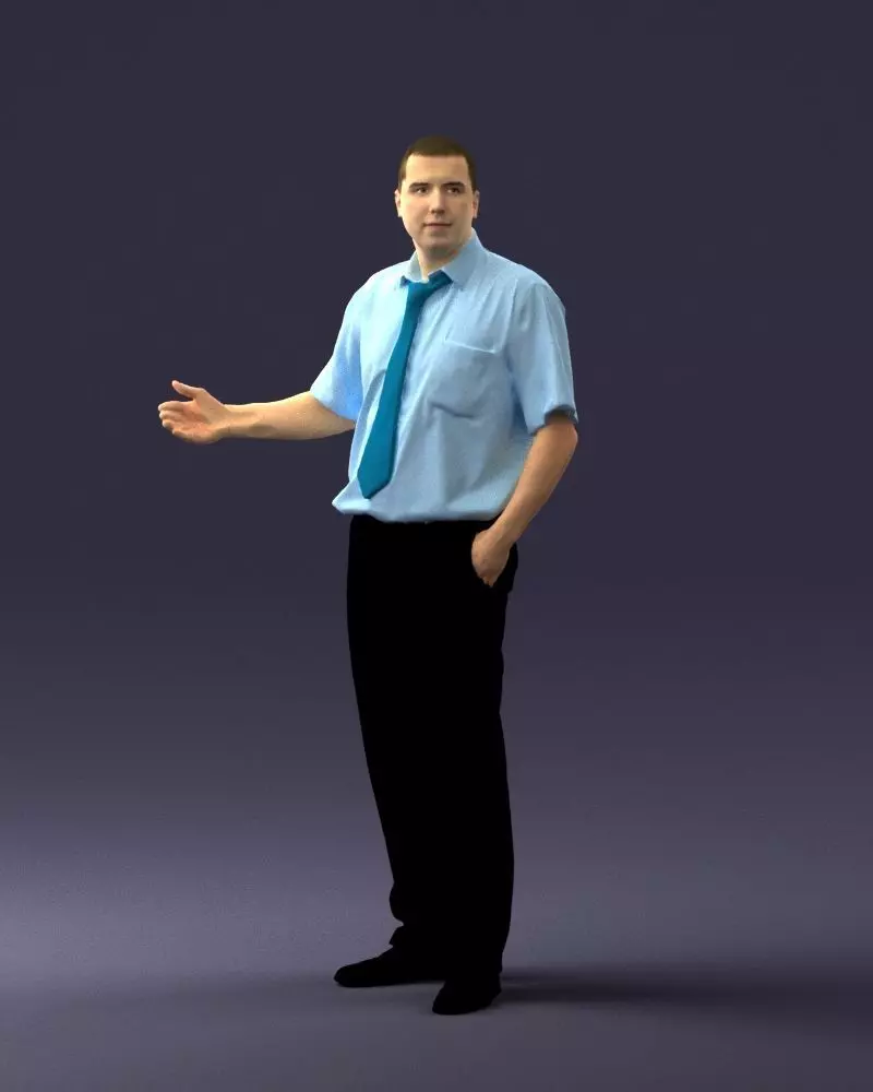 Male consultant in a blue shirt 0245 3D model_0