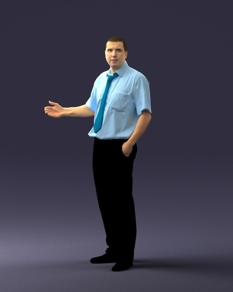 Male consultant in a blue shirt 0245 3D model_32