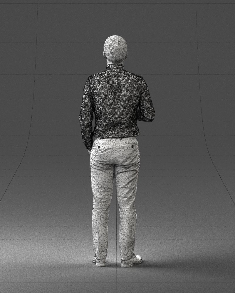 Office employee with a cup of coffee 0290 3D model_20