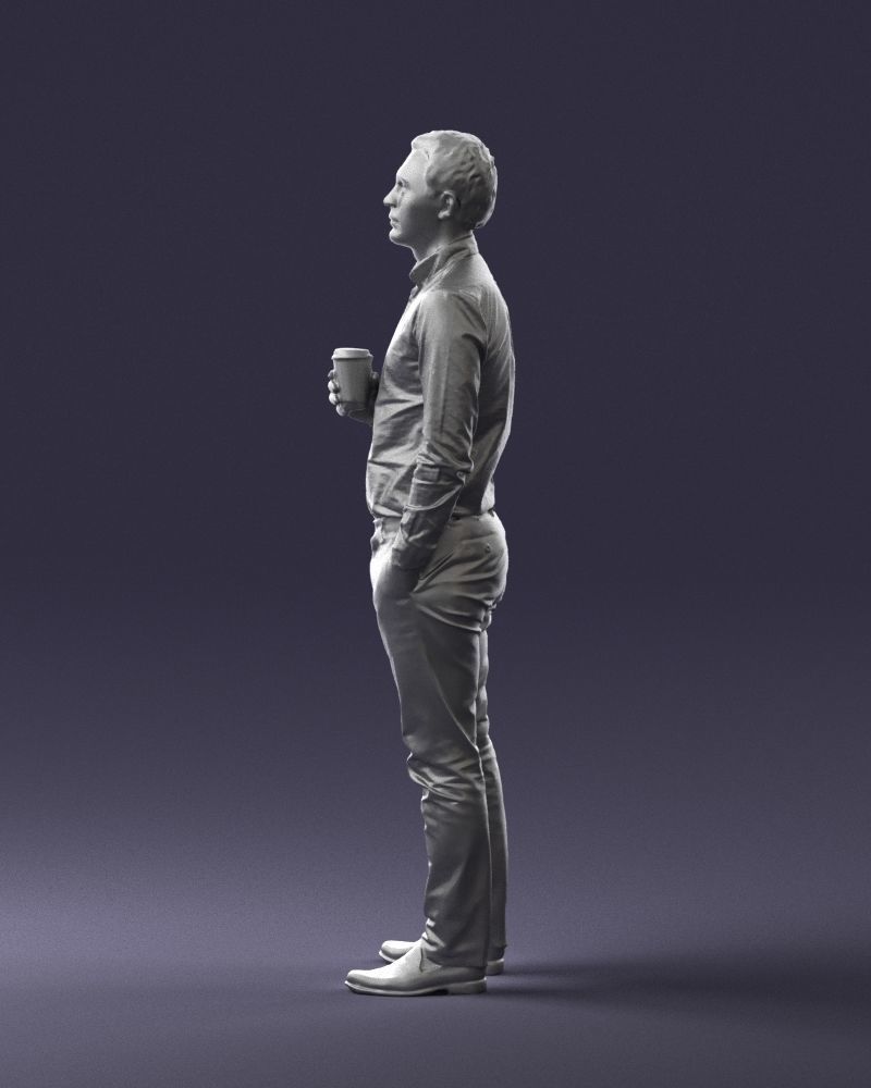 Office employee with a cup of coffee 0290 3D model_25