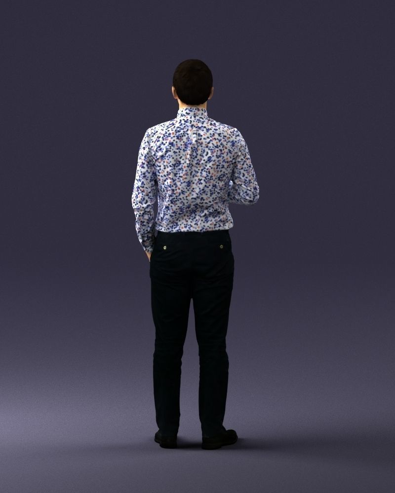 Office employee with a cup of coffee 0290 3D model_18