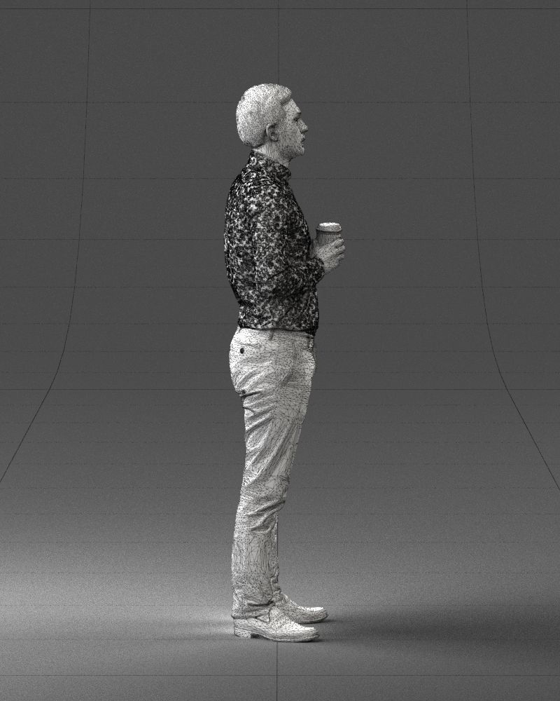 Office employee with a cup of coffee 0290 3D model_14