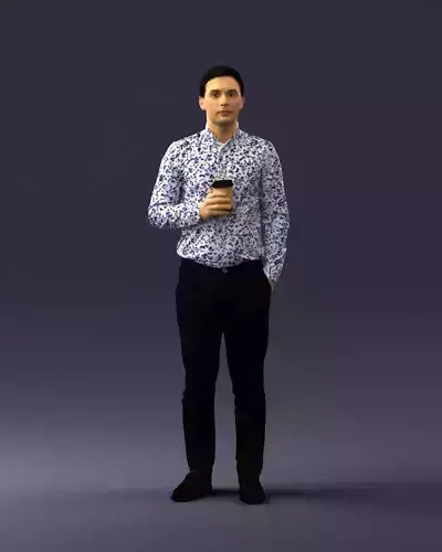 Office employee with a cup of coffee 0290