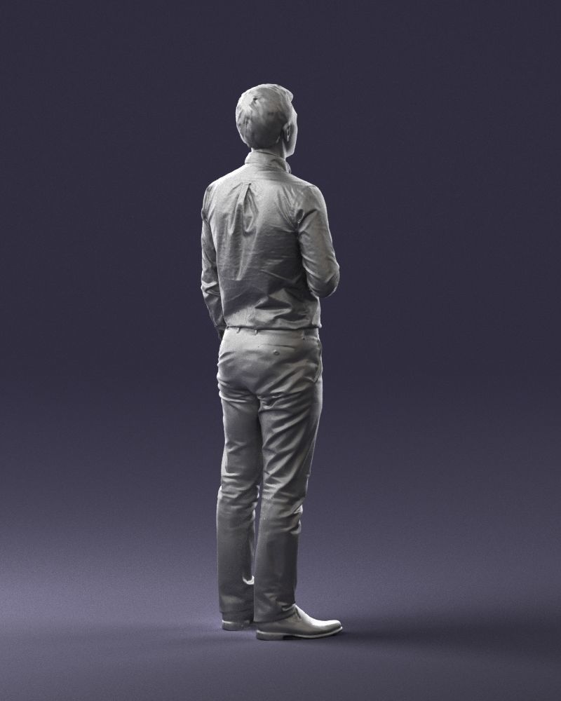 Office employee with a cup of coffee 0290 3D model_16