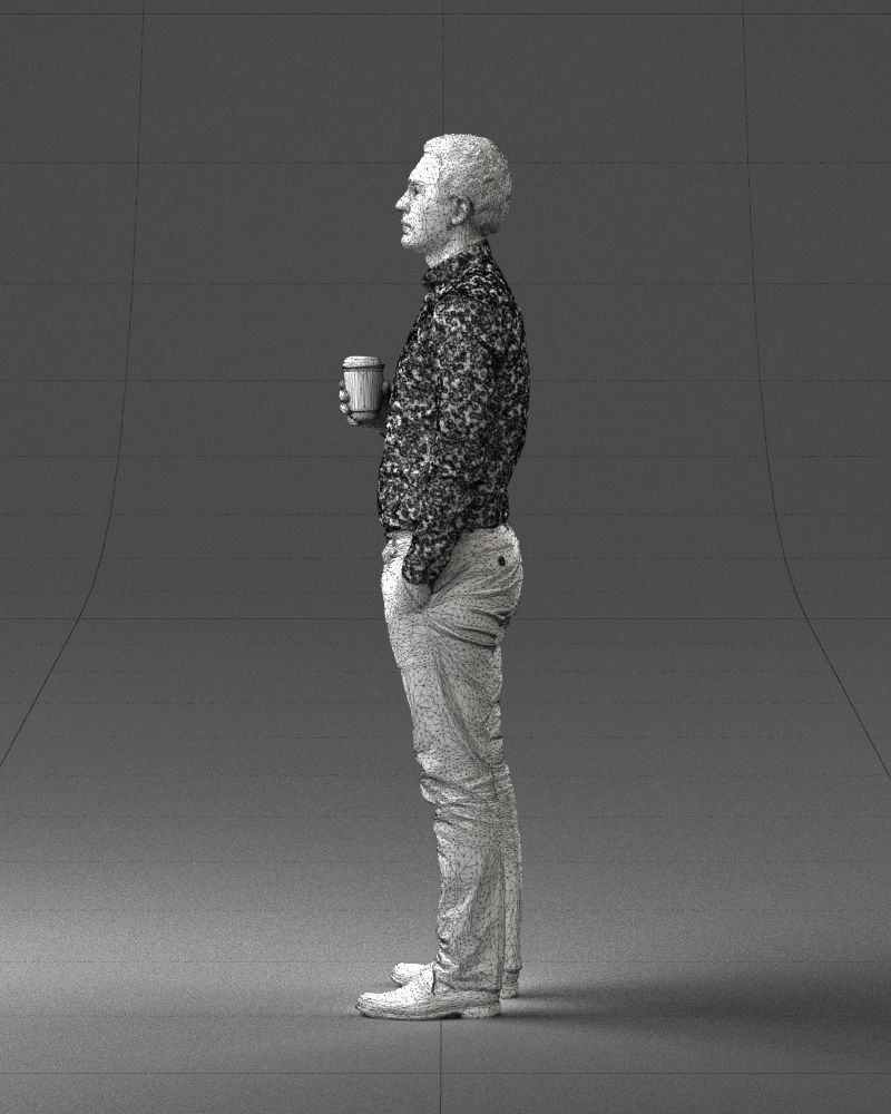 Office employee with a cup of coffee 0290 3D model_26