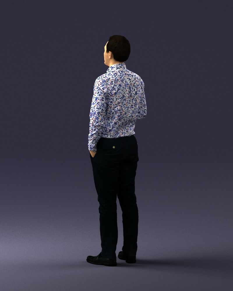 Office employee with a cup of coffee 0290 3D model_21