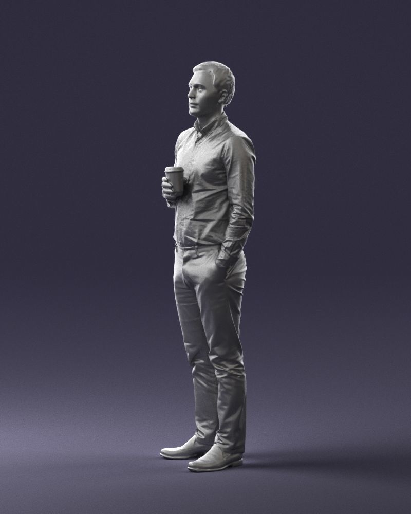 Office employee with a cup of coffee 0290 3D model_28