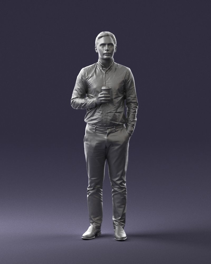 Office employee with a cup of coffee 0290 3D model_37