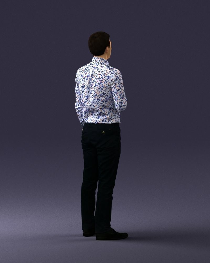 Office employee with a cup of coffee 0290 3D model_15