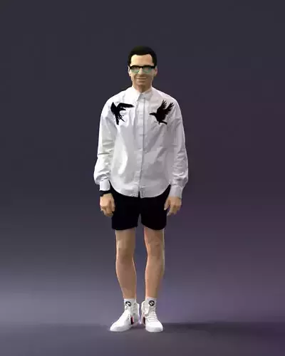 Stylish man with glasses and tattoo 0295 3D Print Ready