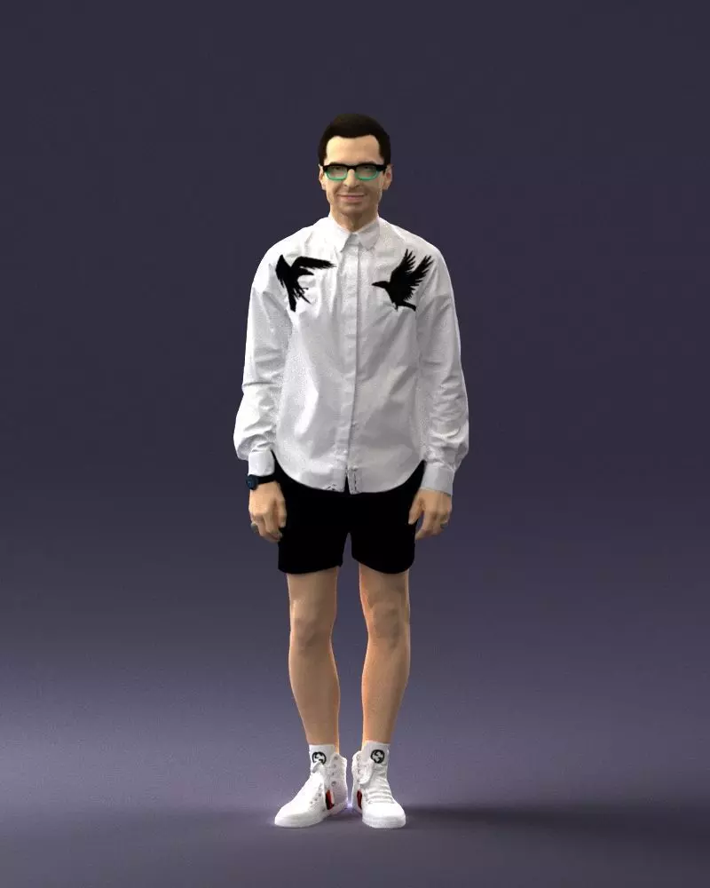 Stylish man with glasses and tattoo 0295 3D Print Ready 3D print model