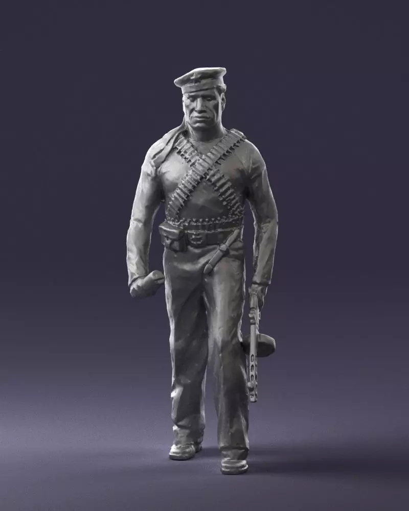 000642 WW2 Soldier Figure SMG STL 3D Scan 3D print model