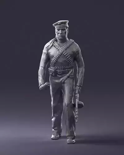 000642 WW2 Soldier Figure SMG STL 3D Scan