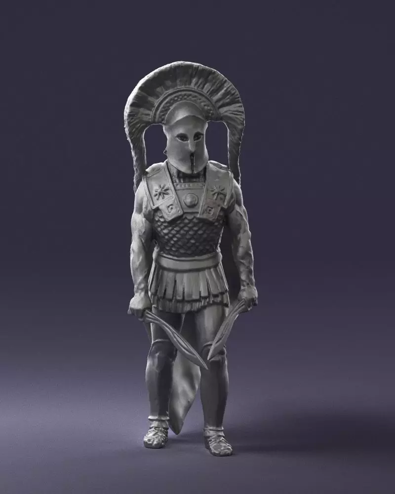 000647 Mythological Warrior Figure Dual Blades STL 3D print model