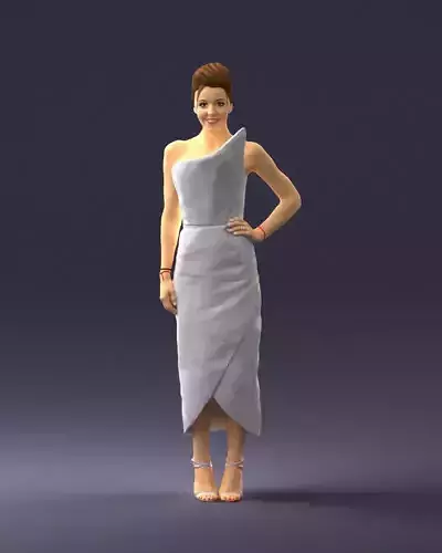 Light girl in a white dress 0321 3D Print Ready