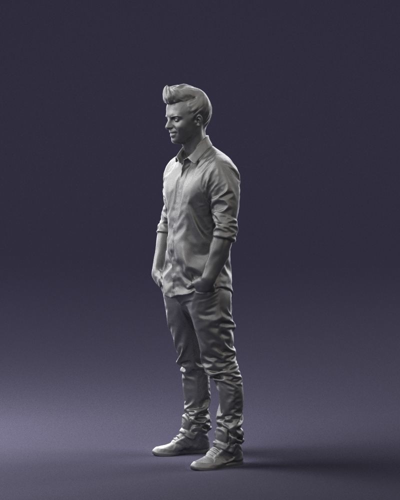 Man in a white shirt 0345 3D Print Ready 3D print model_28